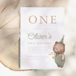 Invitación Cumpleaños número uno del osito de peluche