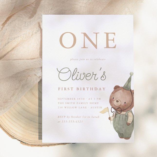 Invitación Cumpleaños número uno del osito de peluche (Subido por el creador)