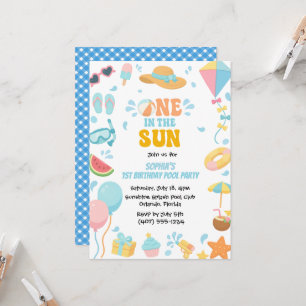 Invitación Cumpleaños número uno en la fiesta de piscina bajo