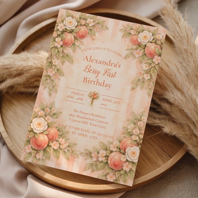 Invitación Cumpleaños número uno en Peach Garden (Subido por el creador)