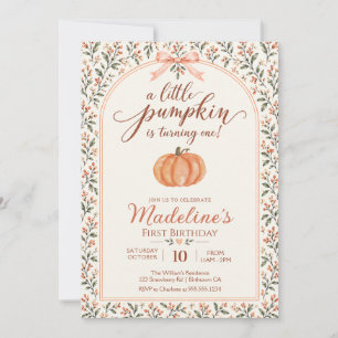 Invitación Cumpleaños número uno Little Pumpkin estilo francé
