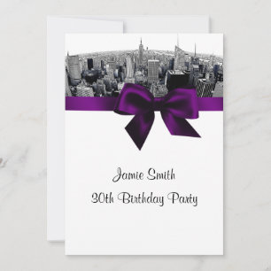 Invitación Cumpleaños NYC Fisheye Grabado en Blanco y Negro P