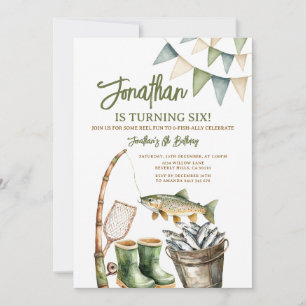 Invitación Cumpleaños O-Fish-Almente Verde Menta Cuadro Party
