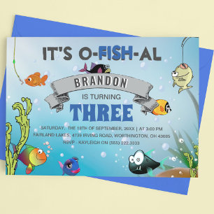 Invitación Cumpleaños O-FISH-IAL de Niños Colorido