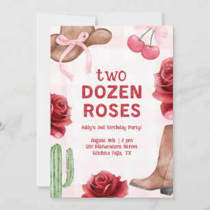 Invitación Cumpleaños occidental de dos docenas de rosas de n