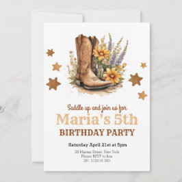 Invitación Cumpleaños Occidental de Rodeo de Vaquera