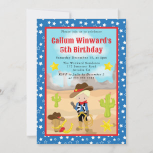 Invitación Cumpleaños occidental de vaquero de pelo rubio par