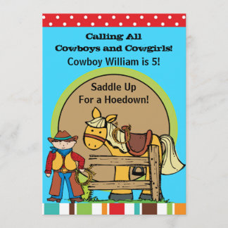 Invitación Cumpleaños occidental del Hoedown de encargo del