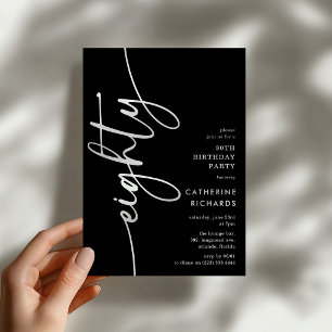 Invitación Cumpleaños Ochenta con Letra Script
