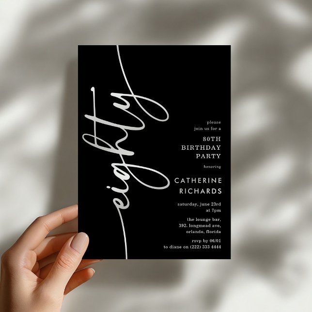 Invitación Cumpleaños Ochenta con Letra Script (Subido por el creador)
