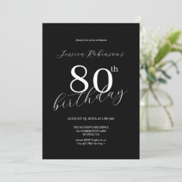 Invitación Cumpleaños ochenta moderno elegante en letra cursi