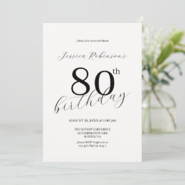 Invitación Cumpleaños ochenta moderno elegante en letra cursi