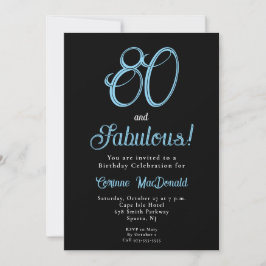 Invitación Cumpleaños ochenta y fabuloso azul ártico
