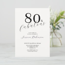 Invitación Cumpleaños Ochenta y Fabuloso con Letra Moderna Ne