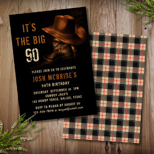 Invitación Cumpleaños Oeste Grande 90 Vaquero Rústico