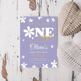 Invitación Cumpleaños Onederful de margarita morada 1er