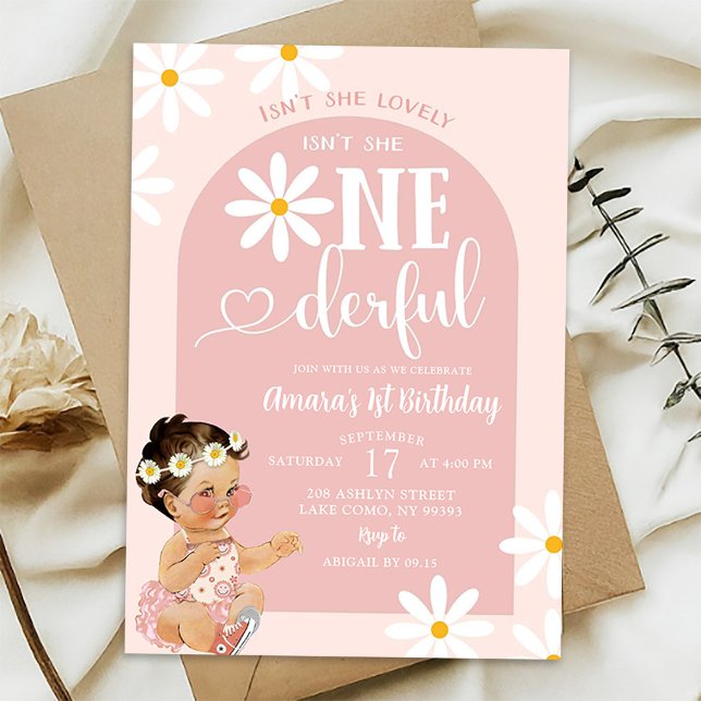 Invitación Cumpleaños Onederful de niña mexicana Boho rosa (Subido por el creador)