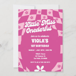Invitación Cumpleaños Onederful Pequeña Groovy 1er 