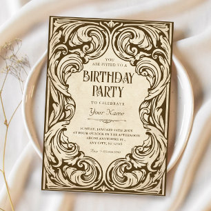 Invitación Cumpleaños ornamentado vintage