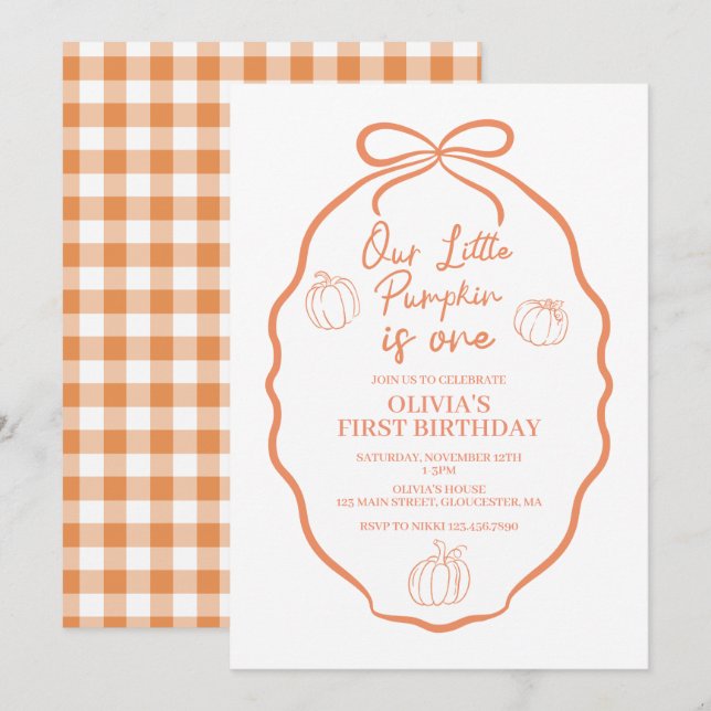 Invitación Cumpleaños Otoñal Caprichoso de Nuestra Pequeña Ca (Anverso / Reverso)