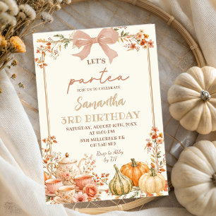 Invitación Cumpleaños Otoño Coquette Let's ParTea