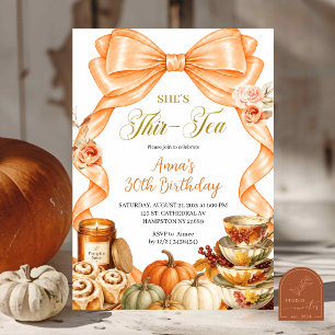 Invitación Cumpleaños Otoño Naranja Lazo Thir-Tea