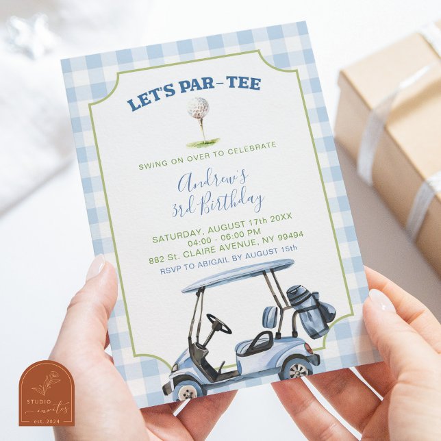 Invitación Cumpleaños Par-Tee de Golf Elegante Azul a Cualqui (Subido por el creador)