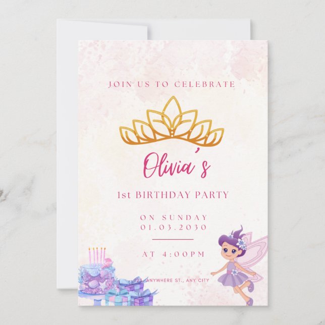 Invitación Cumpleaños para niña (Anverso)