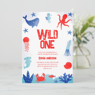 Invitación Cumpleaños Parte 1 de Niños del Océano Mar Moderno