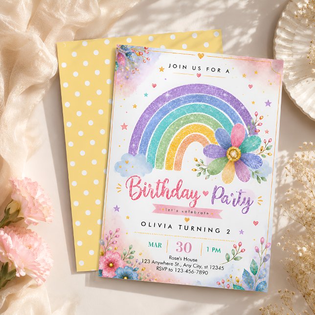 Invitación Cumpleaños Pastel Arcoíris 2 (Subido por el creador)
