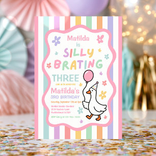 Invitación Cumpleaños pastel de 3 años de la niña Silly Goose