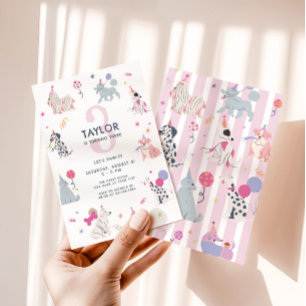 Invitación Cumpleaños pastel de perro para niñas Let's Pawty