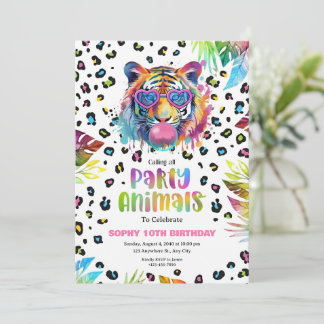 Invitación Cumpleaños Pastel Safari, Animales de Fiesta Cheet