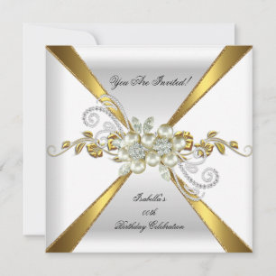 Invitación Cumpleaños Pearl Oro Plata Diamante Fiesta 2