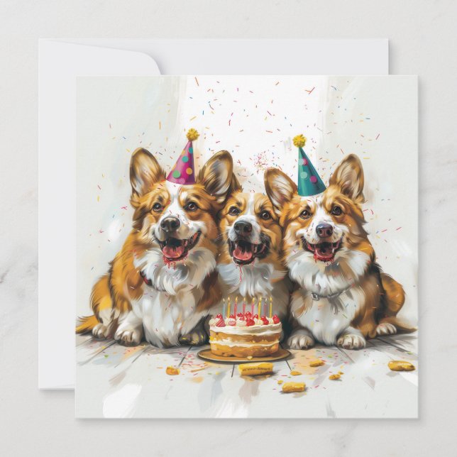 Invitación Cumpleaños Pembroke Welsh Corgi Dogs (Anverso)