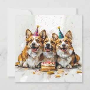 Invitación Cumpleaños Pembroke Welsh Corgi Dogs