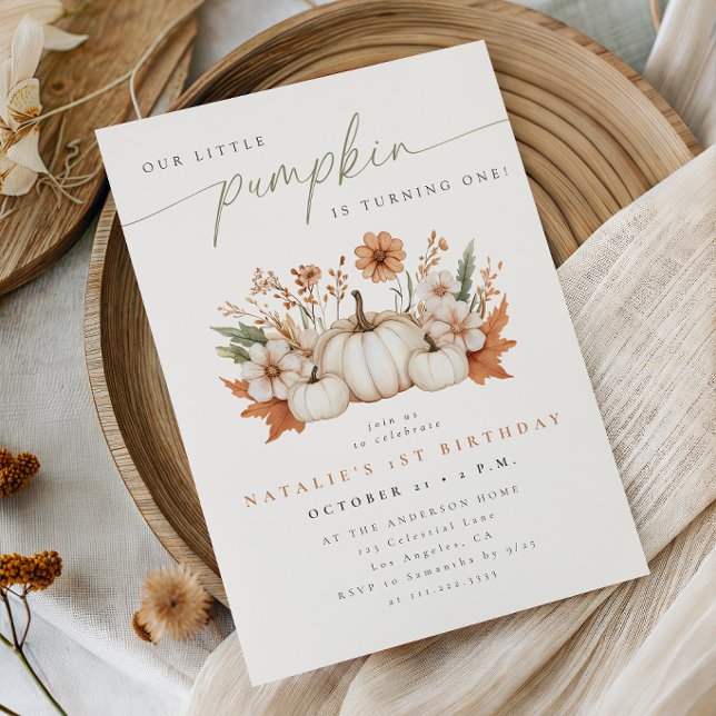 Invitación Cumpleaños Pequeño Calabacín Boho Otoño (Subido por el creador)