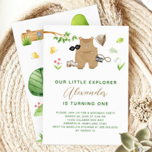 Invitación Cumpleaños Pequeño Explorador Bosque Forestal Send