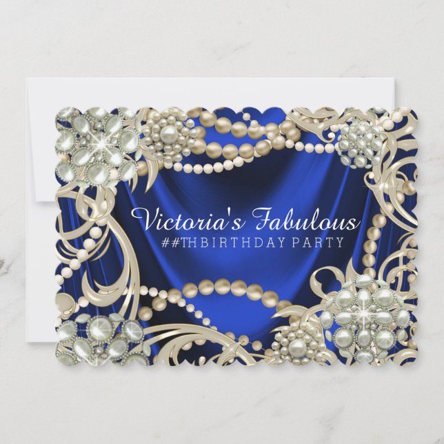 Invitación Cumpleaños Perla Azul Real (Anverso)