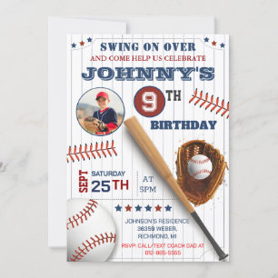 Invitación Cumpleaños personal de béisbol con foto