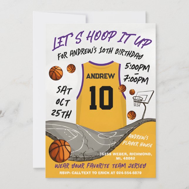 Invitación Cumpleaños personal del baloncesto con foto (Anverso)