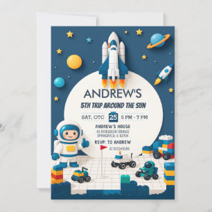 Invitación Cumpleaños personal del buque de cohetes en el esp