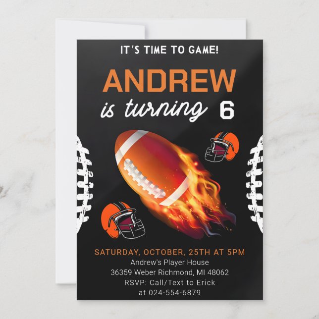 Invitación Cumpleaños personal del fútbol con foto (Anverso)