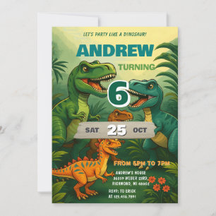 Invitación Cumpleaños personal del mundo de los dinosaurios T