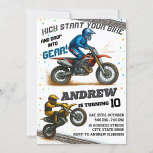 Invitación Cumpleaños personal moderno de Motocross Dirt Moto