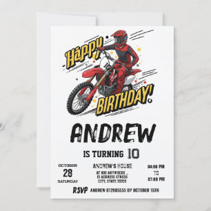 Invitación Cumpleaños personal moderno de Motocross Dirt Moto