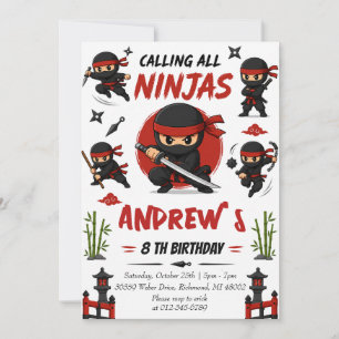Invitación Cumpleaños Personal Ninja Warrior