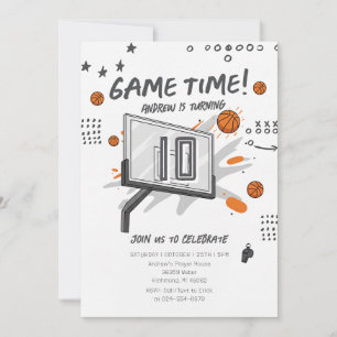 Invitación Cumpleaños Personal Simple de Baloncesto