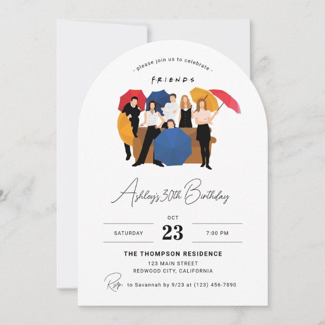 Invitación Cumpleaños personalizable con tema de la serie de  (Anverso)