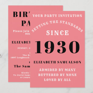 Invitación Cumpleaños personalizado 1930 Añadir nombre Bonito